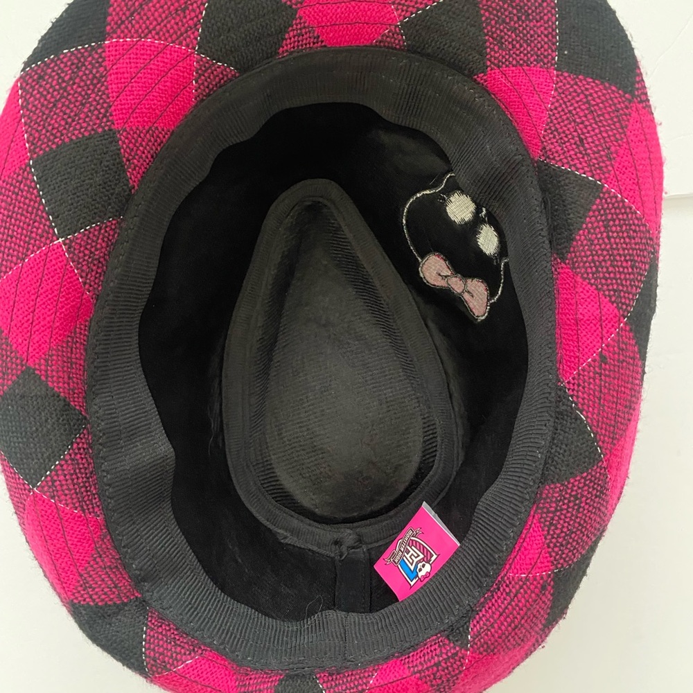 2012 NWOT Monster High pink and black plaid fedora - Picture 4 of 6